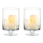 NUPTIO 2 Pcs Glass Flower Vase - Large Pillar Candle Holder, 22cm Tall Glass Cylinder Candle Holder Hurricane Ornament for Wedding Party Dining Table Home Centerpieces Housewarming Gift