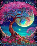 BLUEDP Moon Tree Diamond Painting Kits,Diamond Art Painting Kits for Adults,Full Square Drill Diamond Art Paint by Numbers Tree of Life Diamonds Gem Art Drill Home Decoration 16x20inch