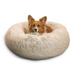 Best Friends by Sheri The Original Calming Donut Cat and Dog Bed in Shag Fur Taupe Medium 30x30