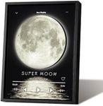 Music Picture Frame Bluetooth Speaker - Rotating Turntable Wireless Speaker Song Plaque, Light Up Music Plaque Art Paintings Frame with LED Light, Home Desk Decor Gifts for Men & Women (Moon-2)