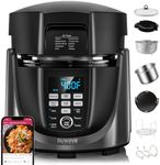Nuwave Duet Air Fryer, Electric Pressure Cooker & Grill Combo, 540 IN 1 Multicooker with 2 Removable Lids, Slow Cook, Sears, Sautés, 18/10 SS Pot, Sure-Lock Safety Tech & 9 Deluxe Accessories