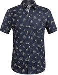 SSLR Mens Shirts Casual Printed Short Sleeve Button Up Shirts for Men, Navy, 4X-Large