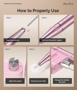 MelodySusie Cordless Nail Drill – Pink, Portable Electric File