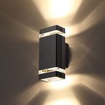 CELAVY Outdoor Wall Lights Mains Powered, Up Down Outside Wall Lights IP65 Waterproof, Porch Light Front Door Lamp Modern Aluminium 3000K, Exterior LED Lighting Sconce Wall Mounted for House, Black