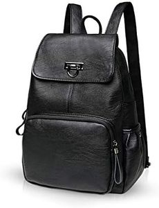 NICOLE & DORIS Woman Faux Leather Backpack Casual Daypack Ladies Leather Rucksack Black …, Black, L, Casual Daypack