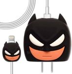 Meyaar Silicone Protective Case for Apple 20W & 18W iPhone USB-C Power Adapter Charger and for USB Lightning Cable, 3D Cartoon Case for iPhone Charger 18W/20W Only (Bat-Man)