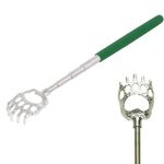 Back Scratcher, Bear Claw Telescopic Back Massager Tool with Soft Rubber Handles, Extendable Telescope Backscratcher Eliminating Back Itching for Both Human and Pets (Green)