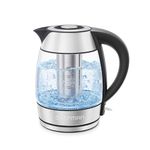 Chefman Electric Kettle 1.8L, 1500W Fast Boiling Water Heater, Auto Shutoff, Boil Dry Protection & Cordless Pouring, BPA Free, Removable Tea Infuser, Borosilicate Glass, Stainless Steel