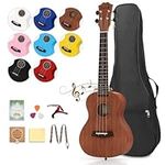 Dripex Concert Ukulele 23 Inch Ukulele with Beginner Kit (Ukulele Bag, Strap, Capo, Clean Cloth, Spare String, Ukulele Picks and Instruction Manual)