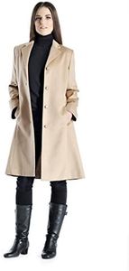Cashmere Boutique 100% Pure Cashmere Knee Length Topcoat Women – 2 Inseam Side Pockets, Soft & Warm Overcoat