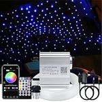 AKEPO 10W Car Home Use APP+Twinkle+Music Fiber Optic Lights kit for Star Ceiling Sky Light, RGBW Light Engine + Optical Fiber Cable 150pcs 0.03in/0.75mm 6.5ft/2m + 28key RF Remote Control