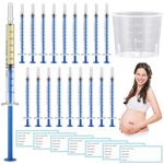 TrelaCo 100 Set Colostrum Collector Kit Include 100 Sterile Sealed Breast Milk Collector No Needle Colostrum Syringes 100 Stickers 1 Measuring Cup Colostrum Collection for Breastmilk (Blue,1 ml)