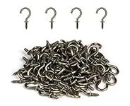 100 Pcs Small Screw Hooks, RELBRO 1/2 Inch Bronze Mini Screw in Jewelry Hooks Tiny Metal Screw Wood Ceiling Wall Hooks for Jewelries Crafts Keys Caps Plants String Lights Wreaths