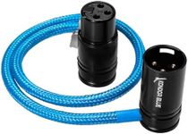 KONDOR BLUE 16" Straight Braided Low Profile Right Angle XLR Cable for Cameras, Microphones, Studio Audio, Blue