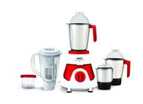 USHA Imprezza Plus 750W with 5 Jars, 100% Copper Motor, Dome Lids, 3-Speed Setting, Whip Function, 5 Jars, Fruit Filter, Fluid dynamic blades, 5 Years Warranty on Motor (Red and White)