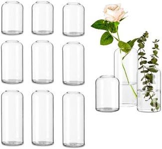 Glasseam Glass Bud Vases for Centerpieces - Clear Small Flower Vase Decor Bulk Set of 12 Handmade Modern Decorative Vases for Flowers Wedding Centerpiece for Dining Table Decoration