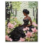 Black Woman Wall Art African American Wall Decor African Girl Room Decor , Modern Home Decor , African Black Girl Art Prints , Peace in The Garden Painting , Large Poster for Living Room Wall Decor