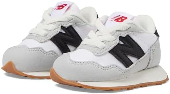 New Balance Kids 237 Bungee Sneaker, WHITE/BLACK, 2 W Infant (0-12 Months)