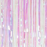 Rainbow Tinsel Foil Fringe Curtains Pink Metallic Tassel Curtain Party Streamers Backdrop for Graduation Birthday Wedding Disco Pastel Unicorn Mermaid Princess Party Decoration 3ft X 8ft