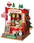 Rolife DIY Miniature House Kit Dollhouse Wooden Model Kit Christmas Dolls House with Christmas Tree and Furniture Birthday Gift for Children and Adults (Cocoa Shop)