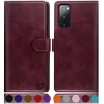 SUANPOT for Samsung Galaxy S20 FE 5G Wallet case 【RFID Blocking】 Credit Card Holder, Flip Folio Book PU Leather Phone case Shockproof Cover Women Men for Samsung S20 FE 6.5’ case Wallet Wine Red