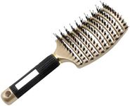 UTSAUTO Boar Bristle Hair Brush, Professional Curved Vented Curly Hair Detangling Brush for Women, Men, Paddle Detangling Brush for Wet Dry Curly Thick Straight Hair, (Gold)