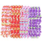 Hawaiian Ruffled Simulated Colorful Luau Silk Flower Leis Necklaces for Tropical Island Beach Theme Party Event, Birthday Supplies, Costume by Super Z Outlet®