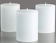 Set of 3 White Pillar Candles 7,5 x 10 cm Unscented for Weddings, Home Decoration, Relaxation, Church, Spa, Smokeless Cotton Wick by Melt Candle Company