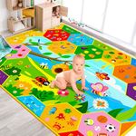 beetoy Baby Cotton Play Mat, Soft Plush Crawling Mat for Floor, 78" X 59" Extra Large ABC Rug for Babies and Toddlers, Foldable Non-Slip Tummy Time Mat for Boys and Girls 0-6-12 Months