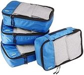 Amazon Basics Packing Cubes, Zipper - Small (4-Piece Set), Blue