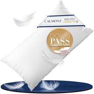 CALMONT 3-Kammer Daunenkissen 40x80 I flauschig & Allergiker geeignet I Langlebig & Atmungsaktives Bettkissen I Federkopfkissen I Federkissen 40 x 80 cm Kopfkissen Daunen