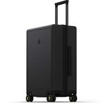 LEVEL8 Checked Luggage, 24 Inch Large Suitcase with 8 Spinner Wheels, Lightweight Luminous Textured, TSA Approved Medium Hardside Luggage, Black