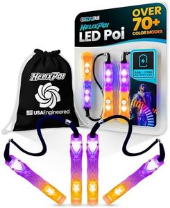 UltraPoi HelixPoi Set – LED Visual Poi with 70+ Color Modes – Spinning Light LED Poi w/LED Glowstick Handles, Soft Cases & Adjustable Leashes – Ideal Flow Arts for Music Festivals, Parties, & Raves