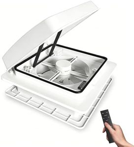 ZOIZ Air Max 14"" Vent RV Roof Vent Fan, 4-Speed Reversible RV Exhuast Fan, Ultra Quiet RV Air Ventilation Ceiling Fan 12V Remote with Rain Sensor, Timer, White