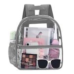 YXQSED Clear Backpack Stadium Approved - Clear Mini Backpack 12x12x6 for Women Stadium Concert Work Sport Grey