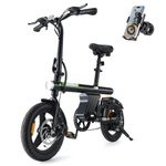 Finbike U1 Electric Bike for Adult/Teens,14" Folding Electric Bicycle with LCD Display,25KM/H & 45KM Range,4H Fast Charge,4 Riding Modes,Rear Shock Absorber,120KG Capacity,Compact Foldable Ebike