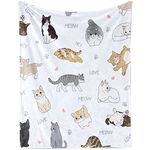 Cat Throw Blanket for Cat Lovers, Cute Cat Print Flannel Fleece Blankets for Humans Baby Girls, Lovely Kitten Fuzzy Soft Plush Blanket for Newborn Toddler Crib Kids Birthday Pet Gifts, 30x40 inch