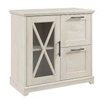 Bush Furniture Lennox Farmhouse 2 Drawer Lateral File Cabinet with Shelves | Versatile Storage for Home Office and Living Room, Linen White Oak