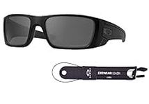 Oakley OO9096 Fuel Cell 9096B3 60MM Cerakote Graphite Black/Black Iridium Polarized Rectangle Sunglasses for Men + BUNDLE Accessory Leash Kit + BUNDLE with Designer iWear Eyewear Kit