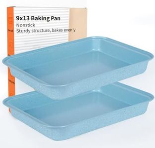Barlket 13 x 9 Baking Pan, Rectangle Cake Pan Set of 2, Oven Safe Deep Cookie Sheet Tray Nonstick, Sturdy Steel, for Brownies, Birthday Cake, Lasagna and Housewarming Gifts, Blue