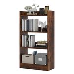 Flrrtenv Bookshelf, 4 Tier Ladder Bookcase Shelving, Standing Book Shelf Cabinet, Industrial Display Rack for Living Room, Home Office, 7.87 * 23.62 * 43.3 Inch, Rustic Brown