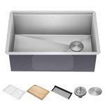 KRAUS Kore 28 Inch Undermount Workstation 16 Gauge Stainless Steel Single Bowl Stainless Steel Kitchen Sink with Accessories, KWU110-28