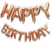 Sparkle and Bash Happy Birthday Balloons Banner (16 in, Rose Gold Foil)