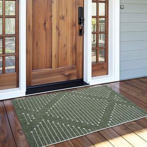 LIVEBOX Boho Sage Green Rug for Entryway Indoor, 2.3' x 3.6' Washable Kitchen Rugs Moroccan Front Door Rug Outdoor Doormat, Hand-Woven Area Rug Carpet for Layered Entrance Porch Bathroom, Sage Green