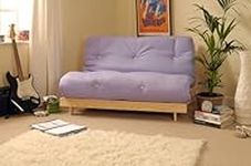 Comfy Living 4ft LUXURY Small Double (120cm) Wooden Futon Set with PREMIUM LUXURY Lilac Mattress