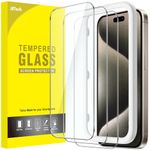 JETech Screen Protector for iPhone 15 Pro Max 6.7-Inch, Tempered Glass Film with Easy Installation Tool, Case-Friendly, HD Clear, 3-Pack