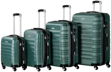 Set di valigie Zelsius 4 pezzi, verde petrolio | Valigia rigida in ABS con chiusura a combinazione, 4 ruote e divisorio interno