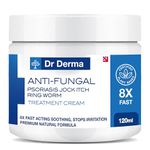 Dr Derma Antifungal Cream | Athletes Foot Treatment | Psoriasis Cream | Jock Itch Cream Antifungal | Eczema Cream Ringworm Cream for Adults | Antihistamine Cream | Itch Relief Cream Extra Large 120ml