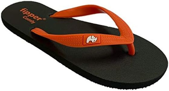 fipper slipper COMFY Rubber Thongs Mens Sizes Black-Orange 10UK 11US