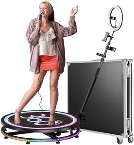 360 Photo Booth Machine with Software APP Remote Control for Parties People to Stand on Free Customize Logo - JIYANG Auto Slow Motion Rotating (26.8"+Flight Case)